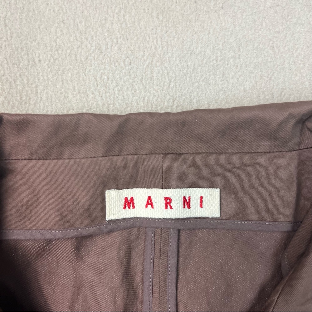 Marni jacket Womens 40 Size 4 Brown Tie Front Blazer Cotton Metallic Italy - Picture 4 of 10